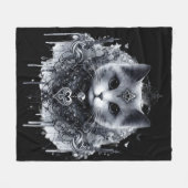 Mystieke Kat Fleece Deken (Voorkant (Horizontaal))
