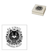 Mystieke kat met bloemen Boek Ex Libris  Rubberstempel (Gestempeld)