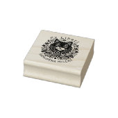 Mystieke kat met bloemen Boek Ex Libris  Rubberstempel (Stempel)