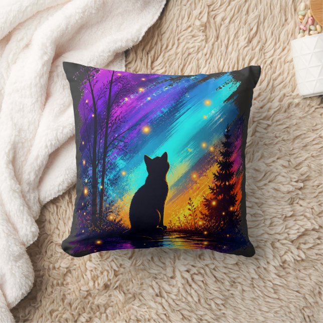 Mystieke Kat Noorderlicht Kussen (Deken)