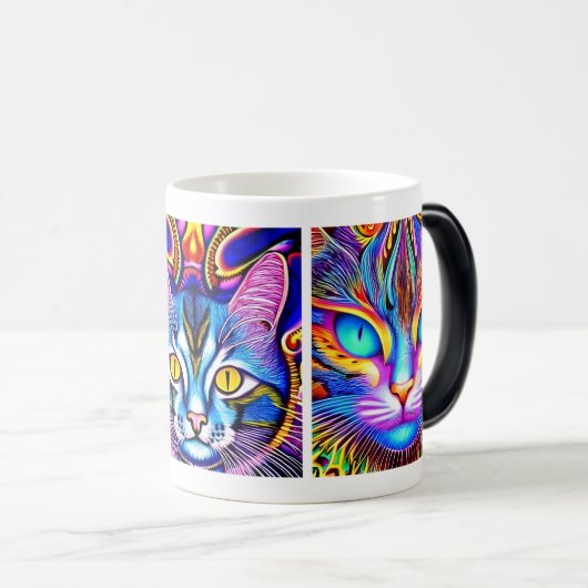 Mystieke kat | Psychedelische kunst Magische Mok (Voorkant rechts)