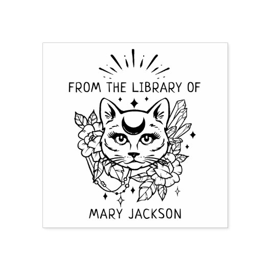 Mystieke kat uit de bibliotheek van rubberstempel (Afrduk)