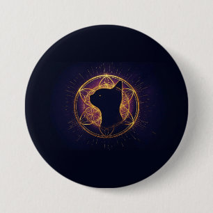 Mystieke Katachtige Binnen de Heilige Cirkel Ronde Button 7,6 Cm