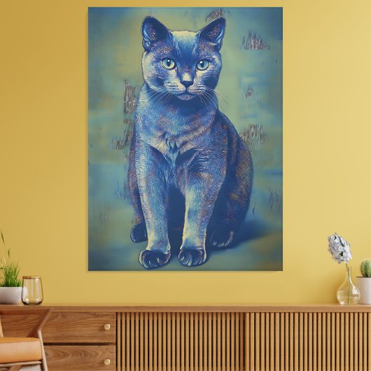 Mystieke Katachtige Canvas Afdruk (Insitu (Woonkamer))
