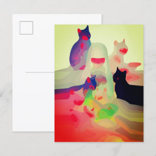 Mystieke katten & geesten – Levendige abstracte an Briefkaart