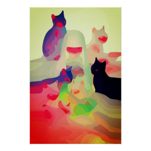 Mystieke katten & geesten – Levendige abstracte an Perfect Poster
