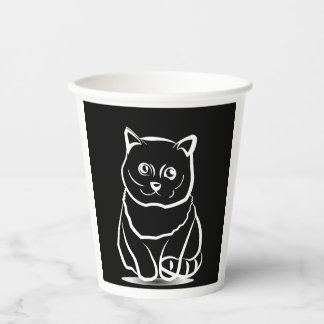 Mystieke Kattenkop – Minimalistische Katachtige Li Papieren Bekers