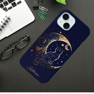 Mystieke Kattenmaan - Persoonlijk Hemels Geschenk iPhone 15 Case