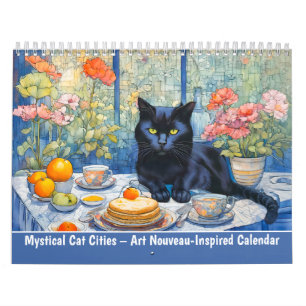 Mystieke kattensteden Art Nouveau-geïnspireerde ka Kalender