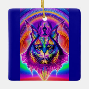 mystieke kattenversiering keramisch ornament