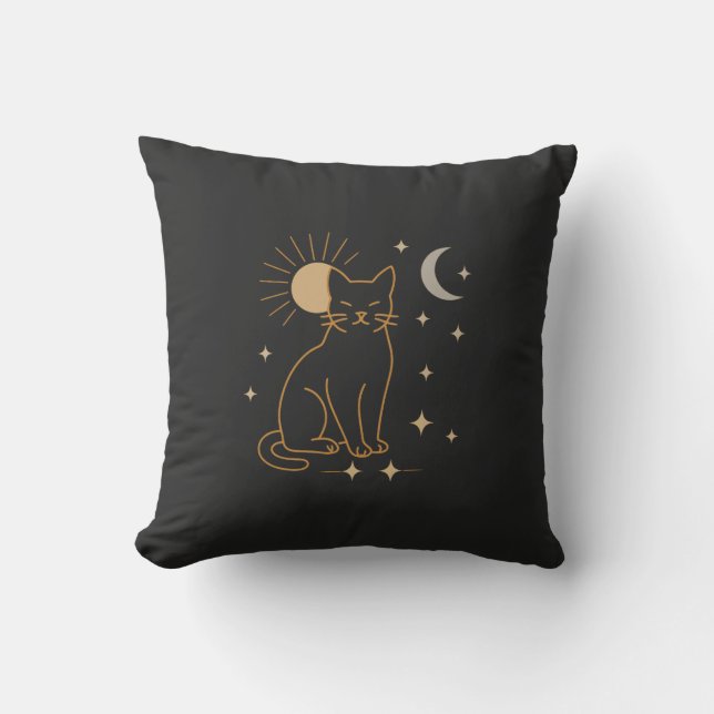 Mystieke kattenworp kussen – Minimalistische hemel (Voorkant)