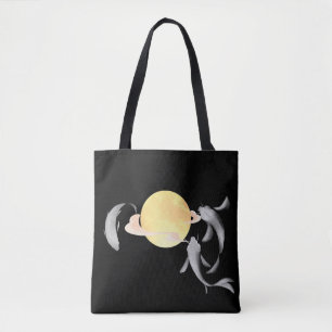 Mystieke Koi & Gouden Maan – Elegante Japanse Zen Tote Bag
