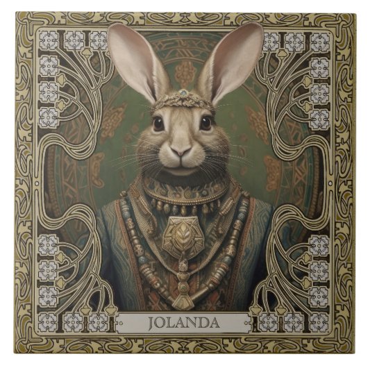 Mystieke konijn geest tribal decoraties tegeltje (Voorkant)