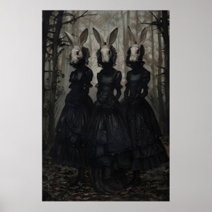 Mystieke konijn in bos, griezelige cultuskonijn go poster