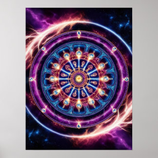 Mystieke kosmische dierenriem Mandala - Levendige Poster