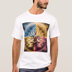 Mystieke Kosmische Godheid Mandala T‑Shirt Psych T-shirt