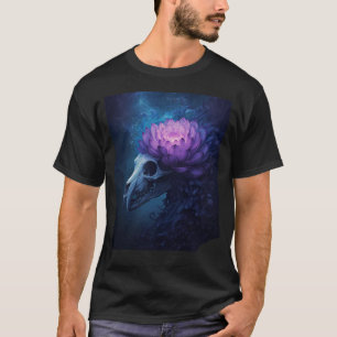 Mystieke Kosmische Lotus Schedel Fantasie Kunst T-shirt