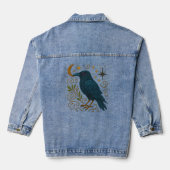 Mystieke Kraai Geborduurd Uitzicht Denim Jacket (Achterkant)