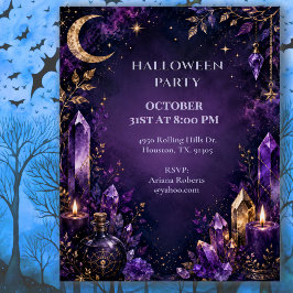 Mystieke Kristal Maan Halloween Feest Kaart
