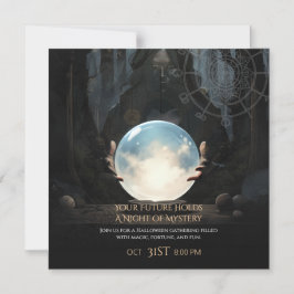 Mystieke Kristallen Bol Waarzegger Halloween Magnetische Uitnodiging