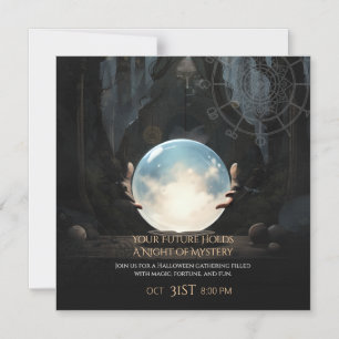 Mystieke Kristallen Bol Waarzegger Halloween Magnetische Uitnodiging