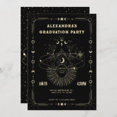 Mystieke kunst maan hemels Afstudeer uitnodiging (Voorkant / Achterkant)