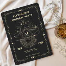 Mystieke kunst maan hemelse verjaardagsuitnodiging