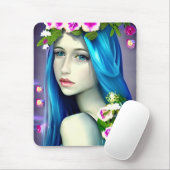 Mystieke Kunst | Mooie blauwe fee Muismat (Met muis)