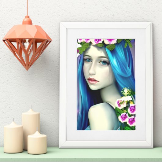 Mystieke Kunst | Mooie blauwe fee Poster