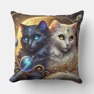 Mystieke kunst van hemelse katten te midden van st kussen