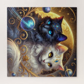 Mystieke kunst van hemelse katten te midden van st legpuzzel (Horizontaal)