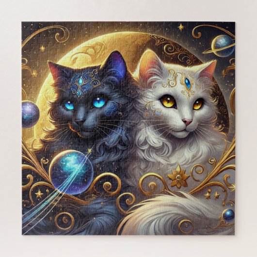 Mystieke kunst van hemelse katten te midden van st legpuzzel (Verticaal)
