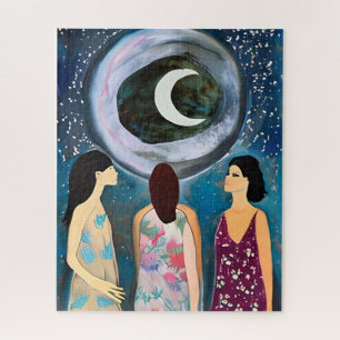 Mystieke Kunst   Vrouwen die naar de Maan kijken Legpuzzel