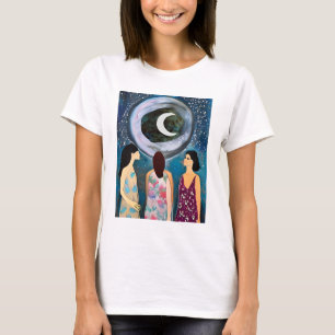 Mystieke Kunst   Vrouwen kijken naar de maan T-shirt