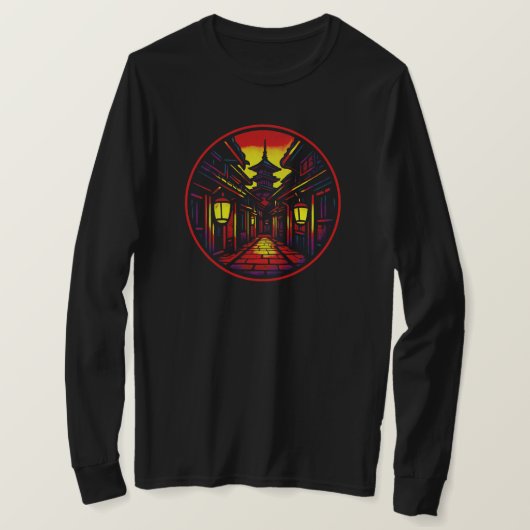 Mystieke Lantaarnsteeg - Pagode | ALLEEN ZWART T-shirt (Design voorkant)