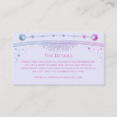 Mystieke Lavendel Roze Bruiloft Details Zon Maan Informatiekaartje (Voorkant)