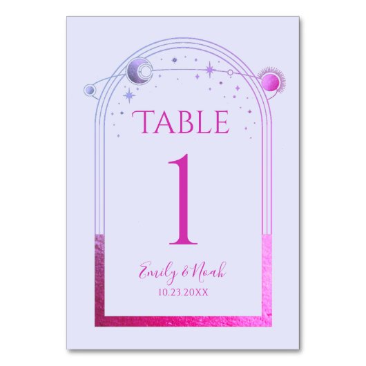 Mystieke Lavendel Roze Zon Maan Astronomie Bruilof Kaart (Voorkant)