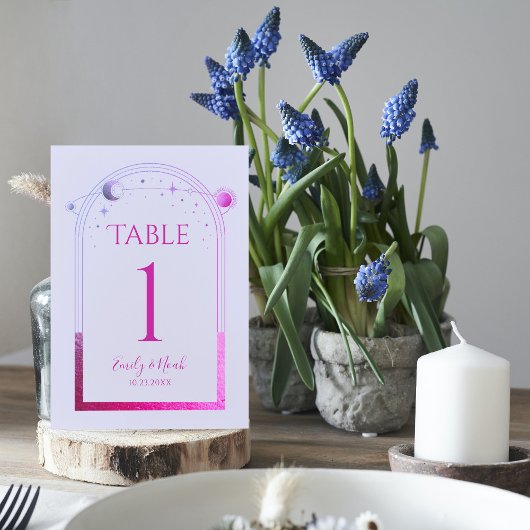 Mystieke Lavendel Roze Zon Maan Astronomie Bruilof Kaart