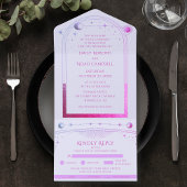 Mystieke Lavendel Roze Zon Maan Astronomie Ruimte All In One Uitnodiging