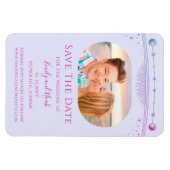 Mystieke Lavendel Roze Zon Maan Star Save The Date Magneet (Horizontaal)