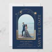 Mystieke Lavendel Roze Zon Maan Star Space Bruilof Save The Date (Voorkant)