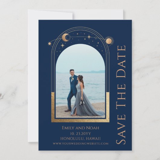 Mystieke Lavendel Roze Zon Maan Star Space Bruilof Save The Date (Voorkant)