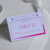 Mystieke Lavendel Roze Zon Maan Sterren Bruiloft Plaatskaartje