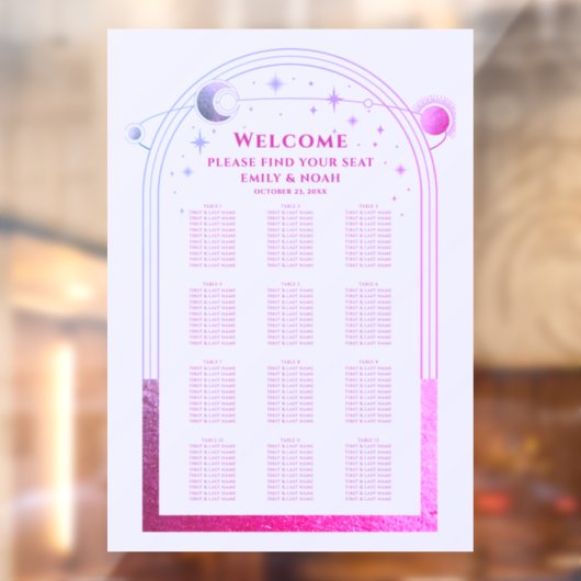 Mystieke Lavendel Roze Zon Maan Sterren Bruiloft Raamsticker (Vel 2)