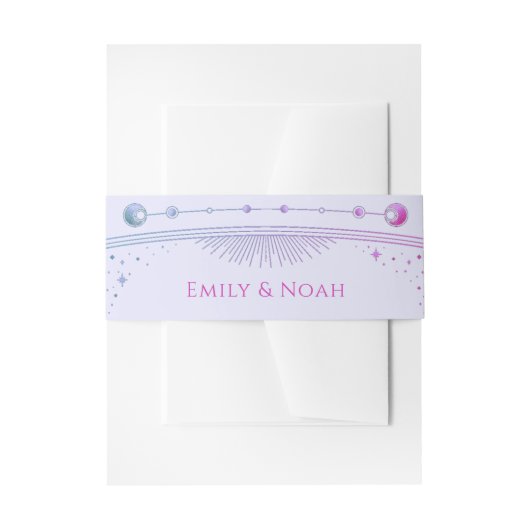 Mystieke Lavendel Roze Zon Maan Sterren Bruiloft Uitnodigingen Wikkel (Voorkant Voorbeeld)