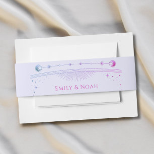 Mystieke Lavendel Roze Zon Maan Sterren Bruiloft Uitnodigingen Wikkel