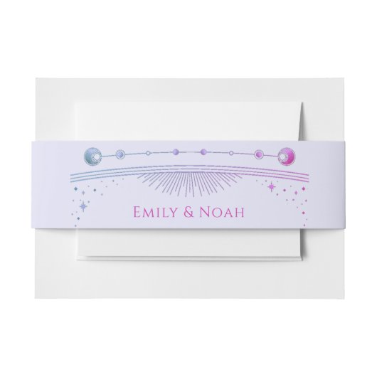 Mystieke Lavendel Roze Zon Maan Sterren Bruiloft Uitnodigingen Wikkel (Voorkant Voorbeeld)