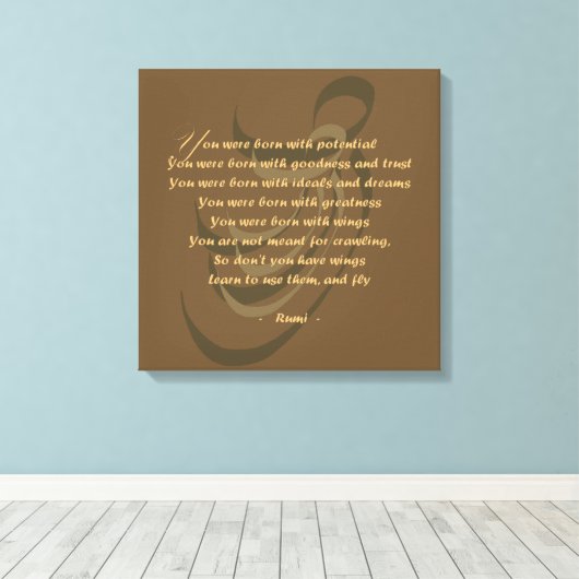 Mystieke Letters Rumi Wijsheid Canvas Afdruk (Insitu (Houten vloer))