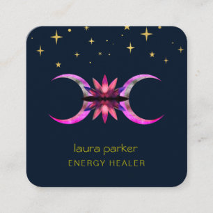 Mystieke Lotus Bloem Halve Maan Genezende Energie Vierkante Visitekaartje