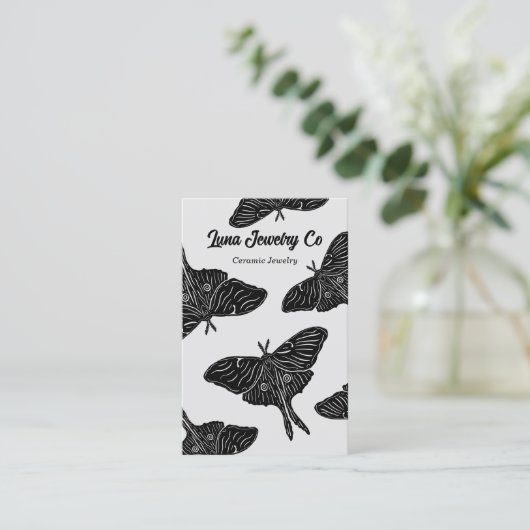Mystieke Luna Moth Blank Visitekaartje (Staand voorkant)
